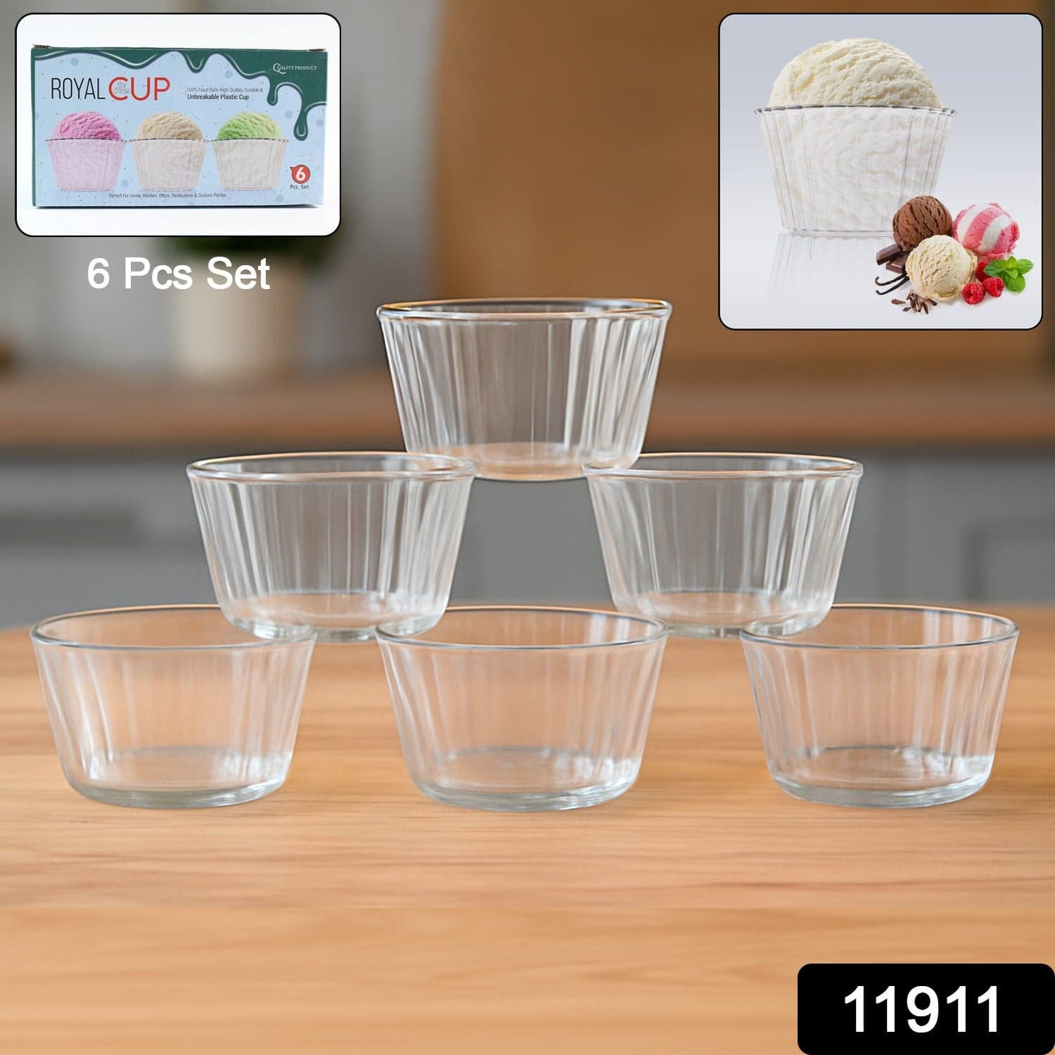 11911 Plastic Royal Ice Cream Cup 6Pc thumbnail 1