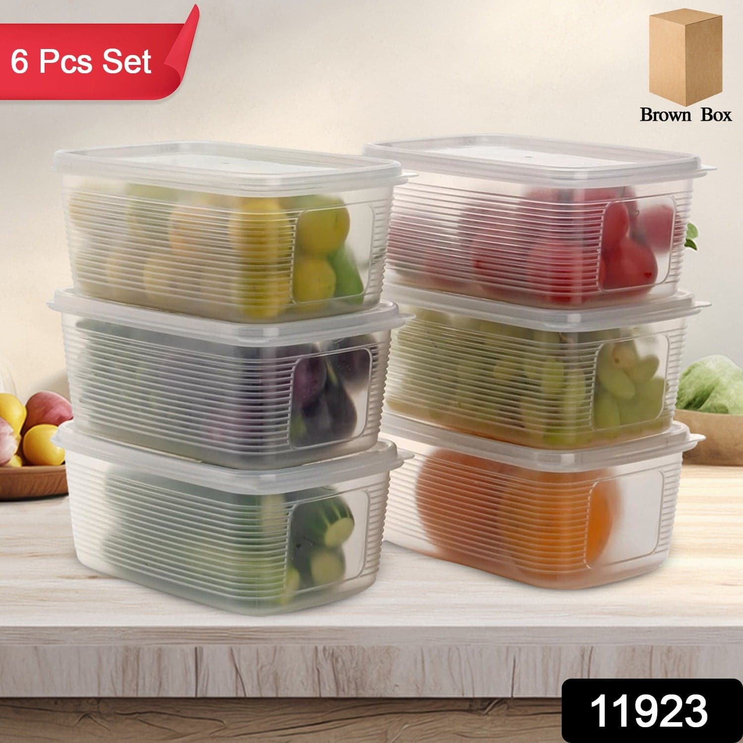 6 Pcs Multipurpose Plastic Food Storage Container Set thumbnail 1