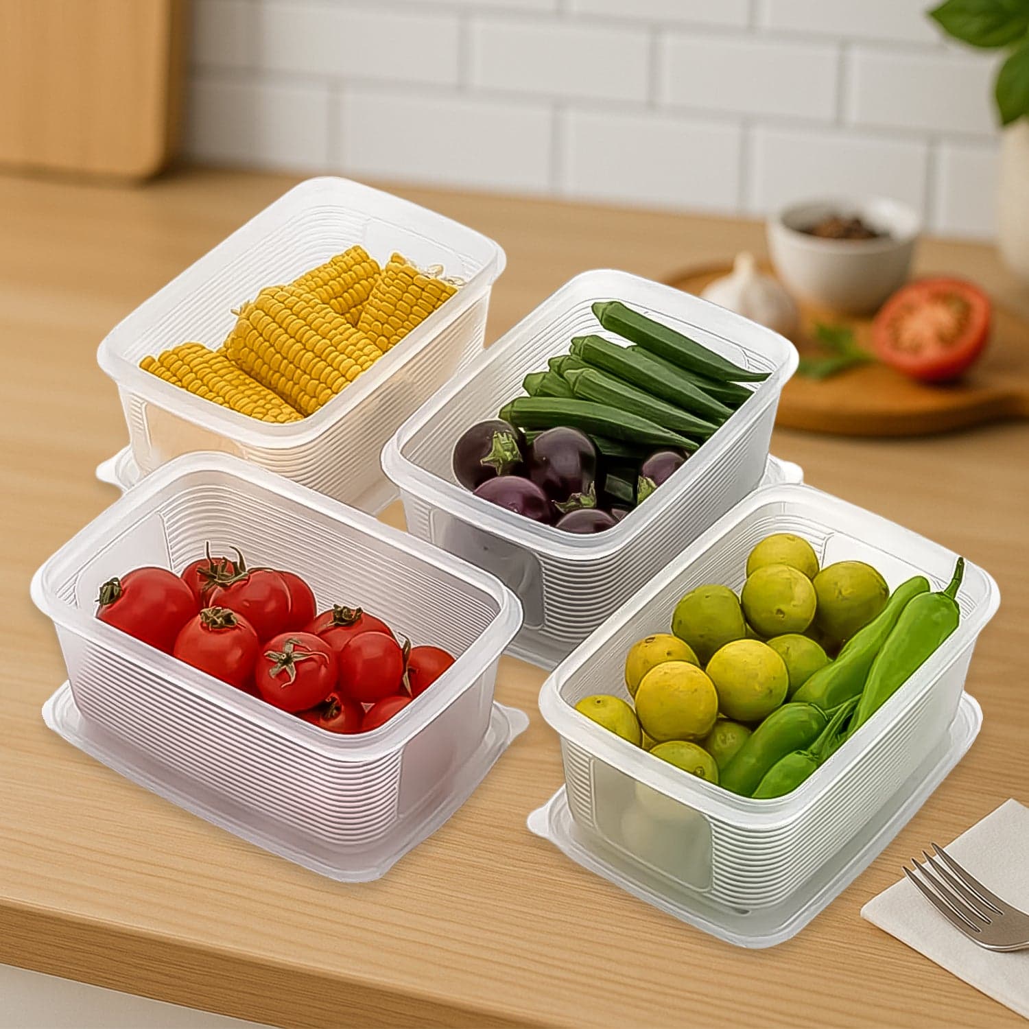 6 Pcs Multipurpose Plastic Food Storage Container Set thumbnail 6