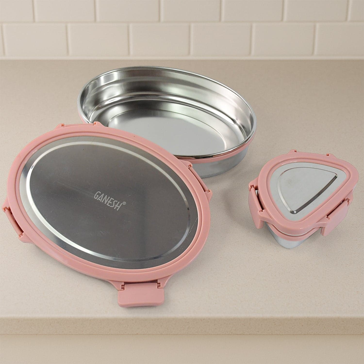 Ganesh Classy 2 Piece Stainless Steel Lunch Box Set thumbnail 2