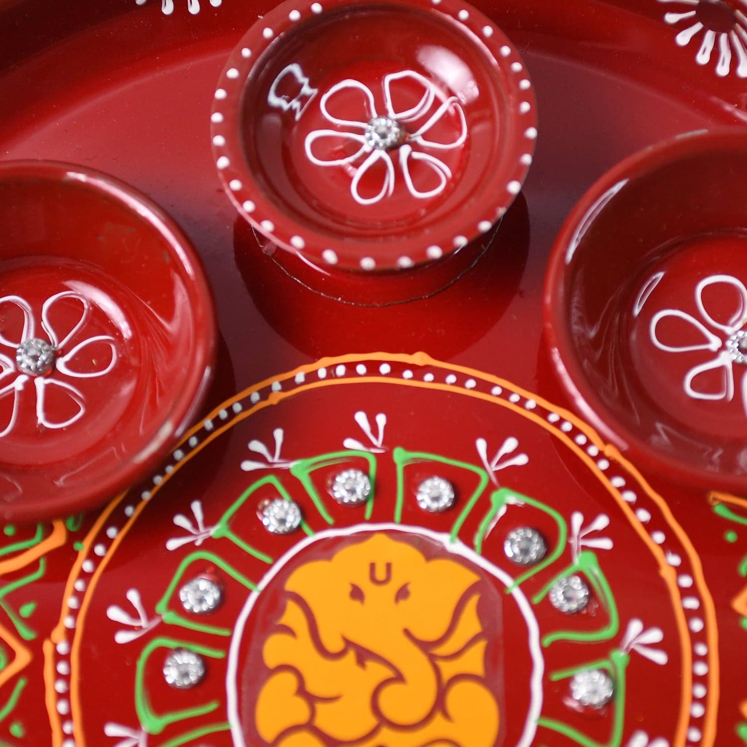 Painted Decorative Pooja Thali thumbnail 3
