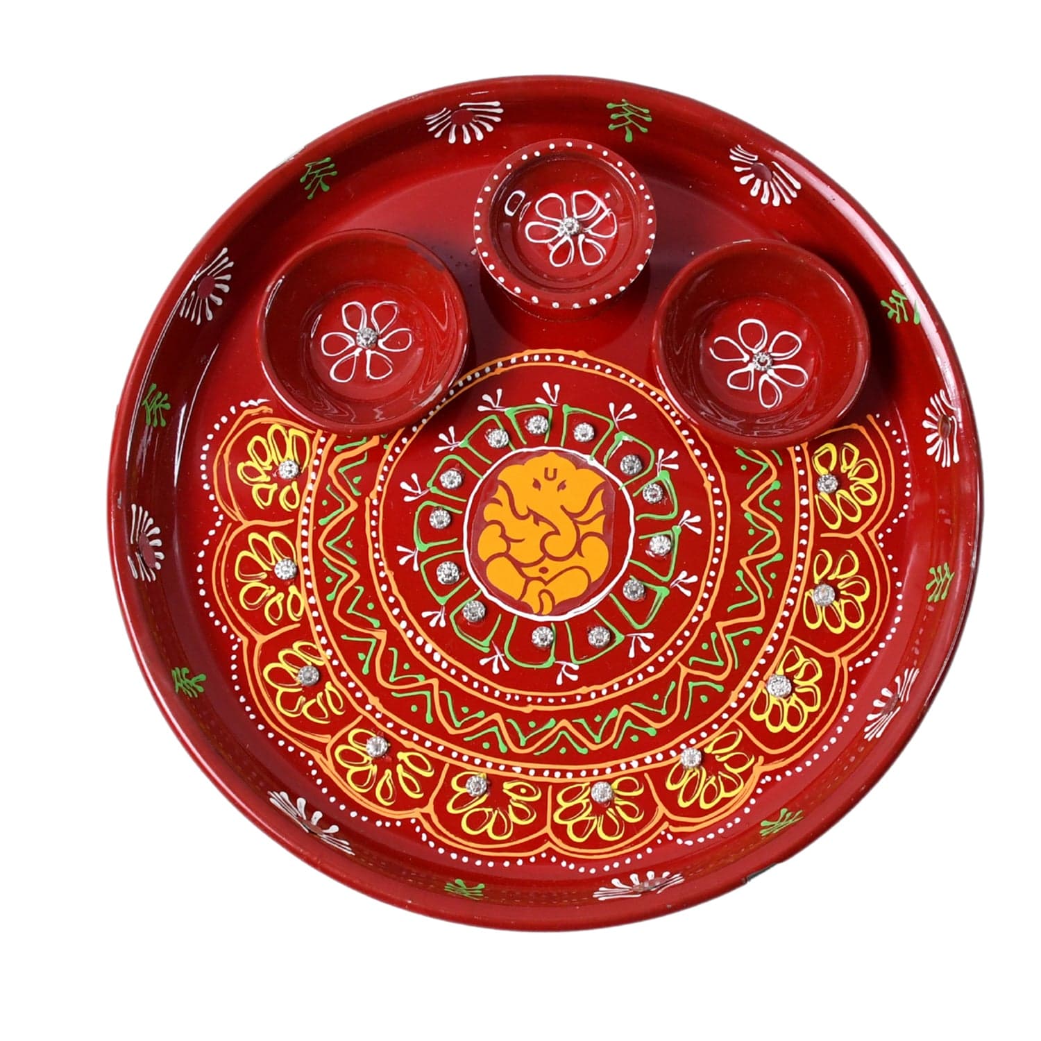 Painted Decorative Pooja Thali thumbnail 4