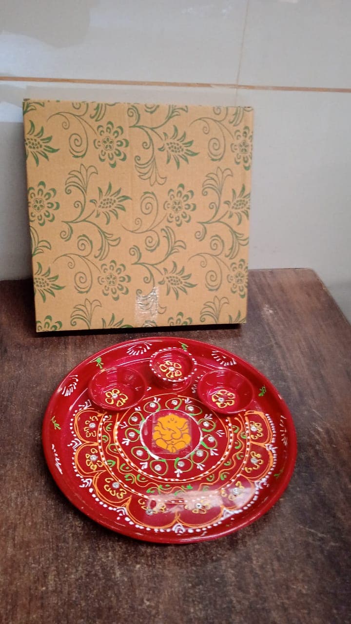Painted Decorative Pooja Thali thumbnail 7