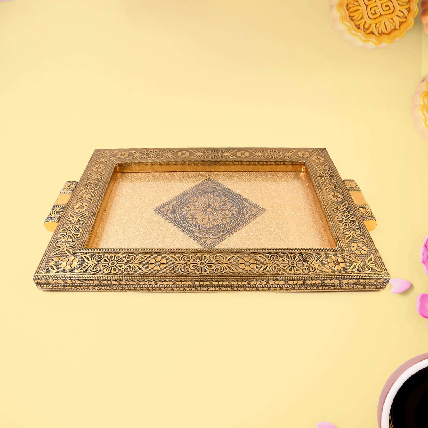 11945 Wooden Rajvadi Tray 1Pc thumbnail 4