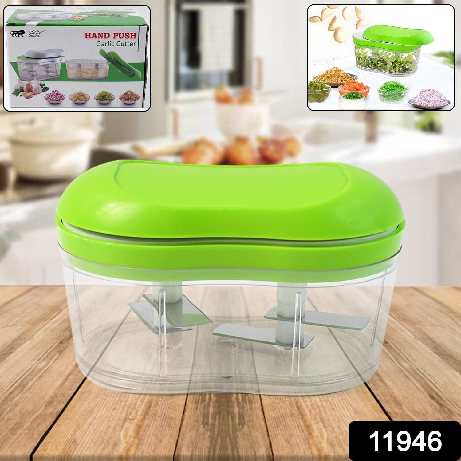 Manual Hand Push Garlic Cutter Vegetable Chopper thumbnail 1