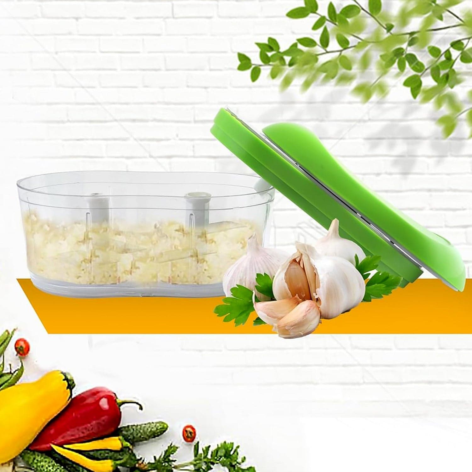 Manual Hand Push Garlic Cutter Vegetable Chopper thumbnail 2