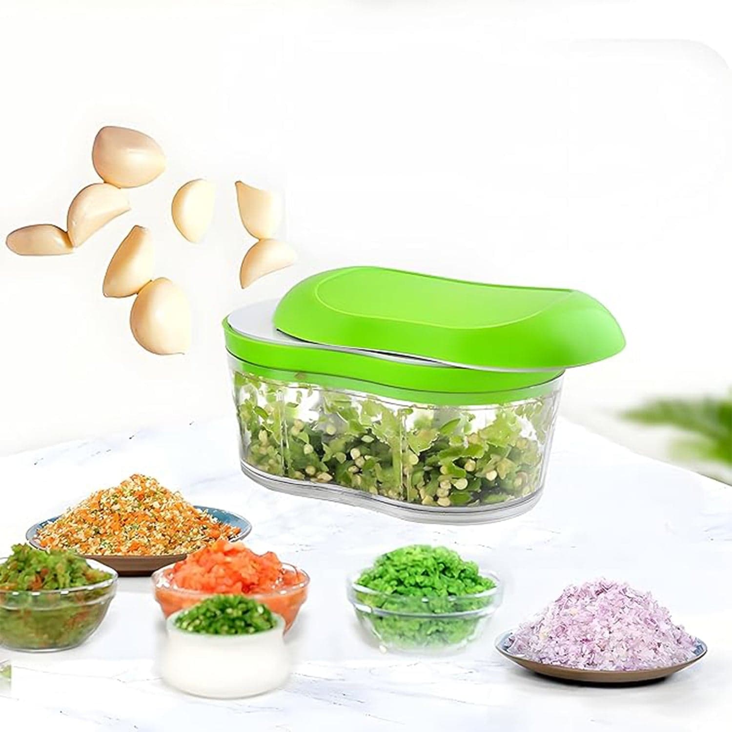 Manual Hand Push Garlic Cutter Vegetable Chopper thumbnail 5