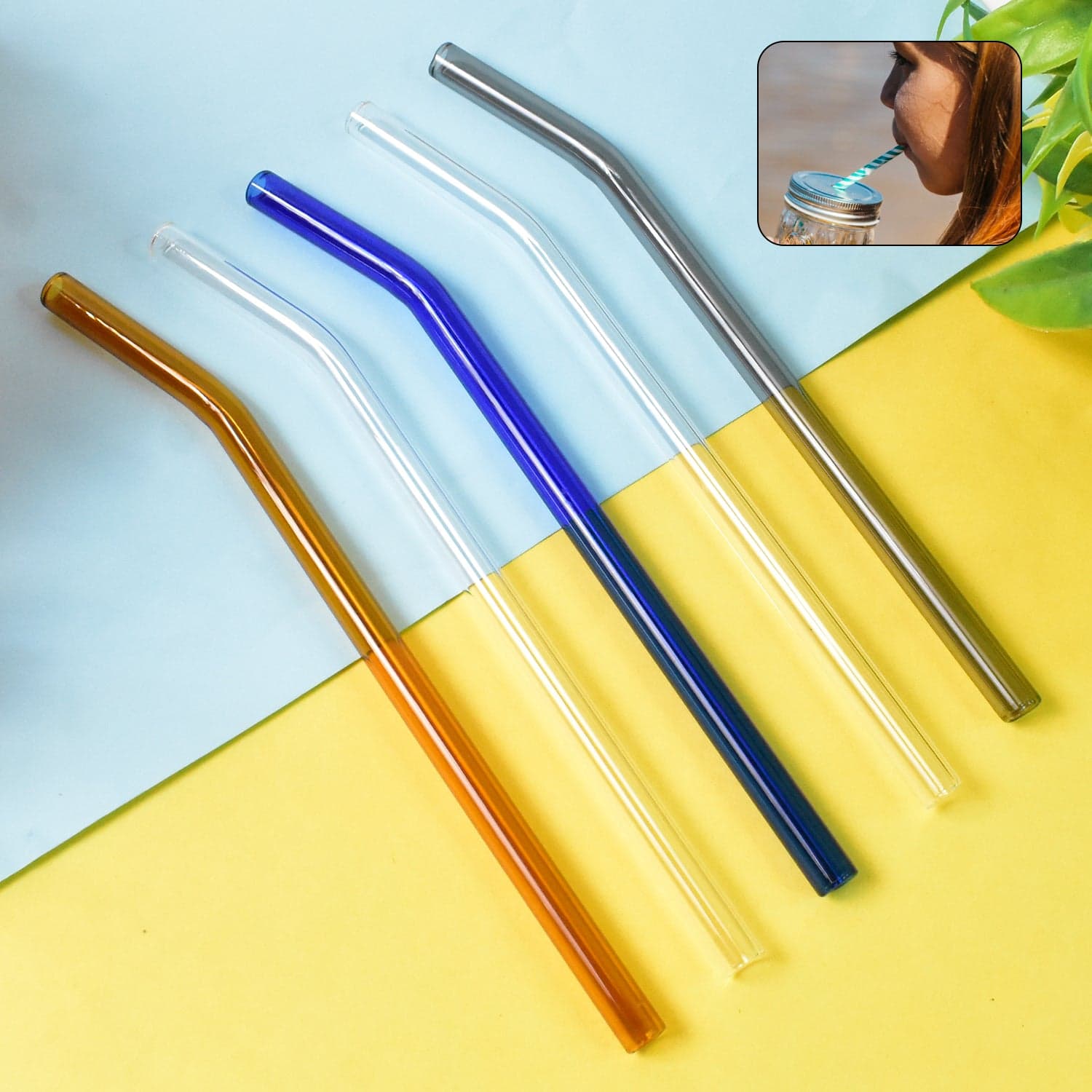 Reusable Glass Straws Clear Glass Drinking Straw (5 pcs Set) thumbnail 1