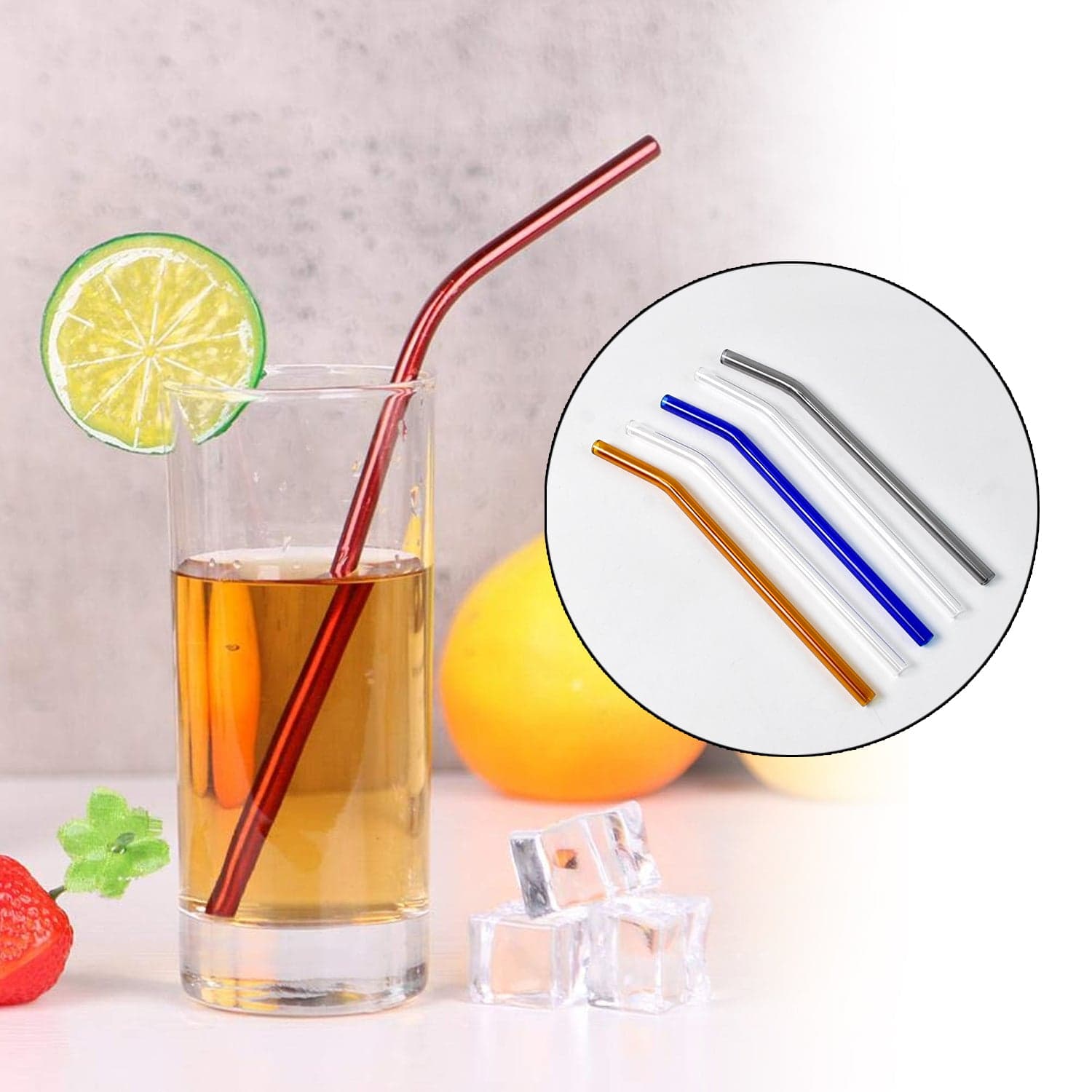 Reusable Glass Straws Clear Glass Drinking Straw (5 pcs Set) thumbnail 4