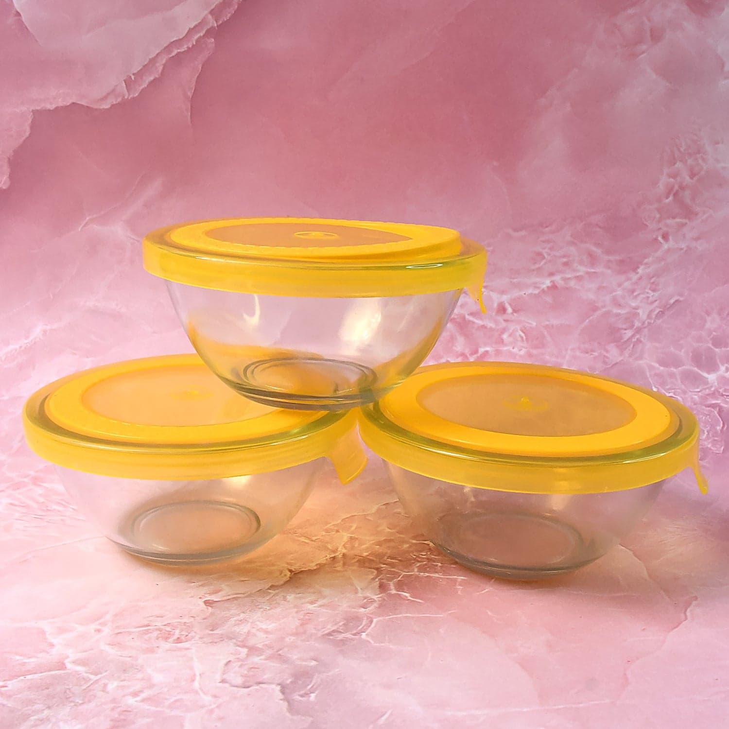 Dazzle Glass Bowl Set Mixing / Storage Bowls with Lids (3 pcs Set) thumbnail 5