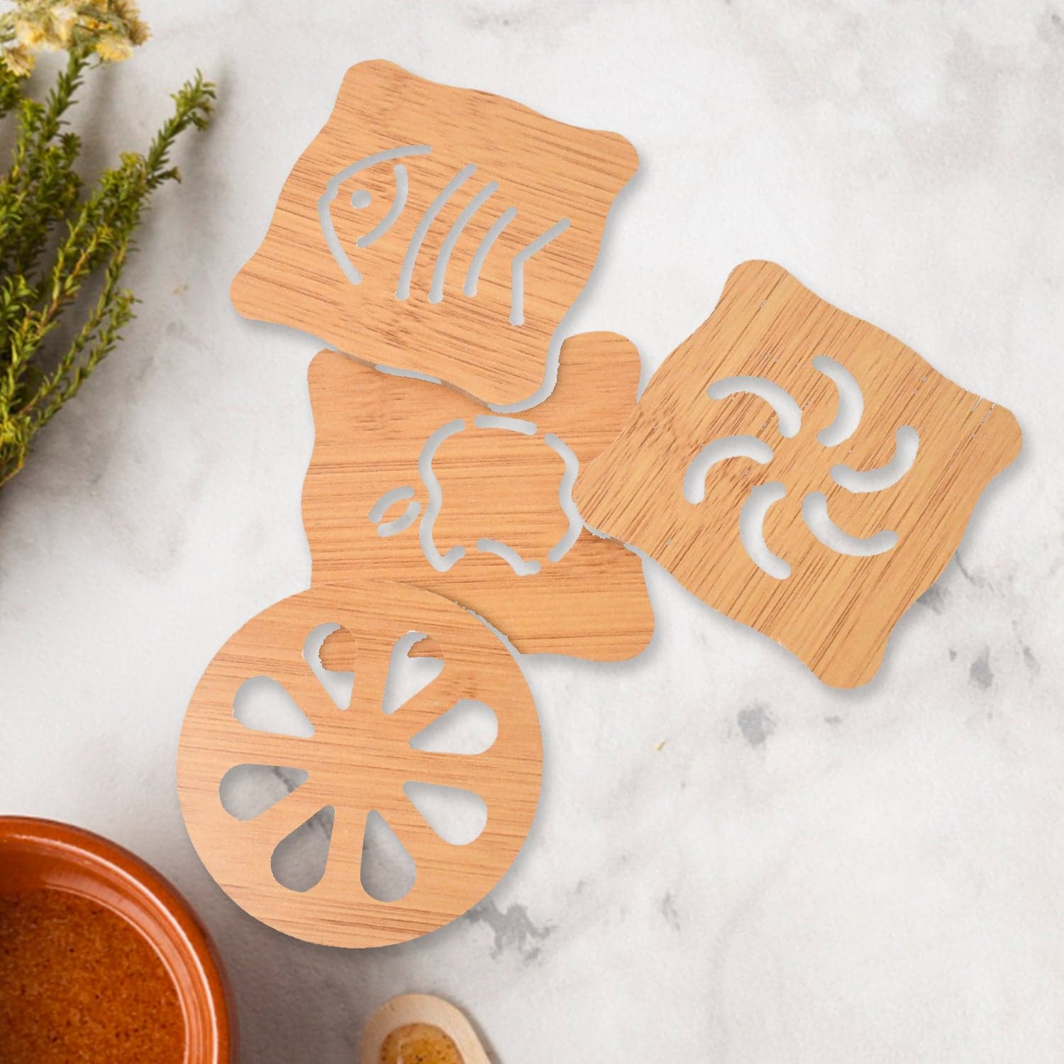 Wooden Table Coasters Tea Coasters (1 Pc / Mix Design) thumbnail 3