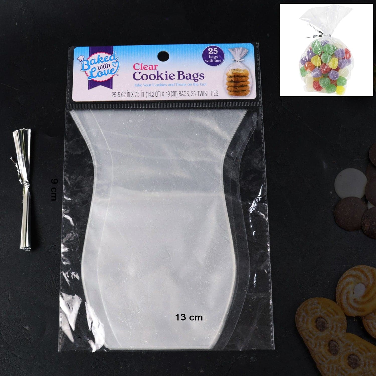 Clear Cookie Bags, Gift Bag Clear Flat Treat Bags (25 Pcs Set) thumbnail 1