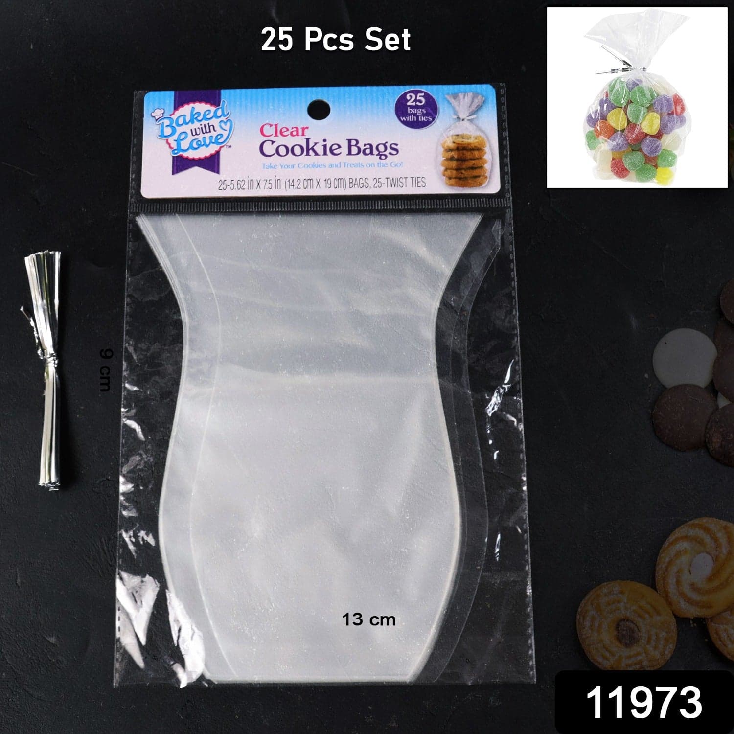 Clear Cookie Bags, Gift Bag Clear Flat Treat Bags (25 Pcs Set) thumbnail 2