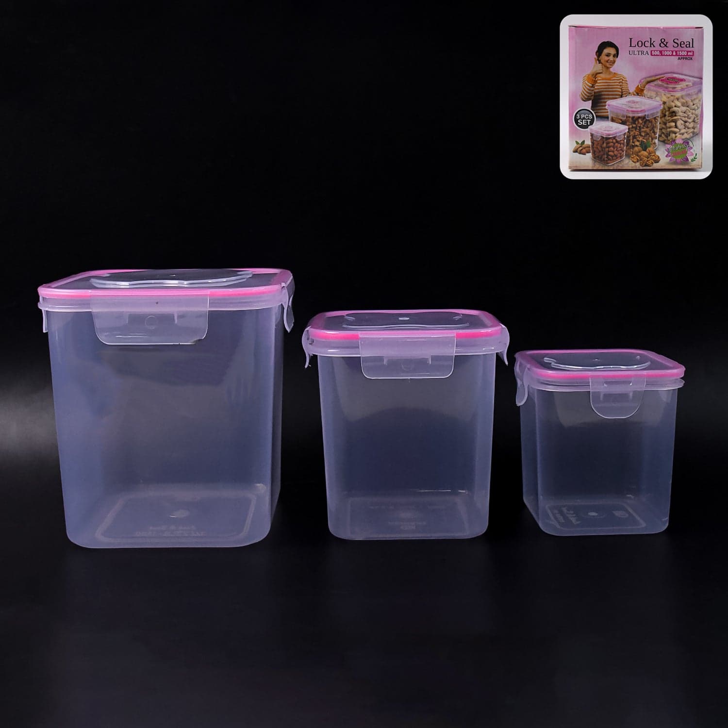 Kitchen Storage Container Set Of 3 Pcs (250, 500, 1000 ML) thumbnail 1