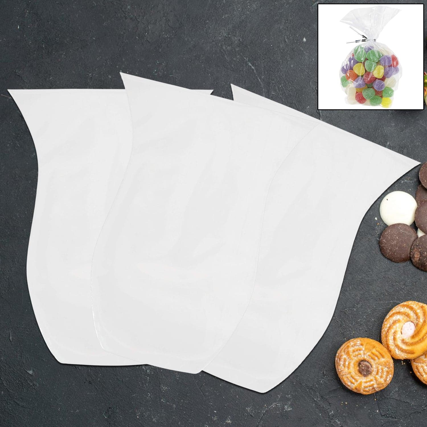 Clear Cookie Bags, Gift Bag Clear Flat Treat Bags (50 Pc Set) thumbnail 1