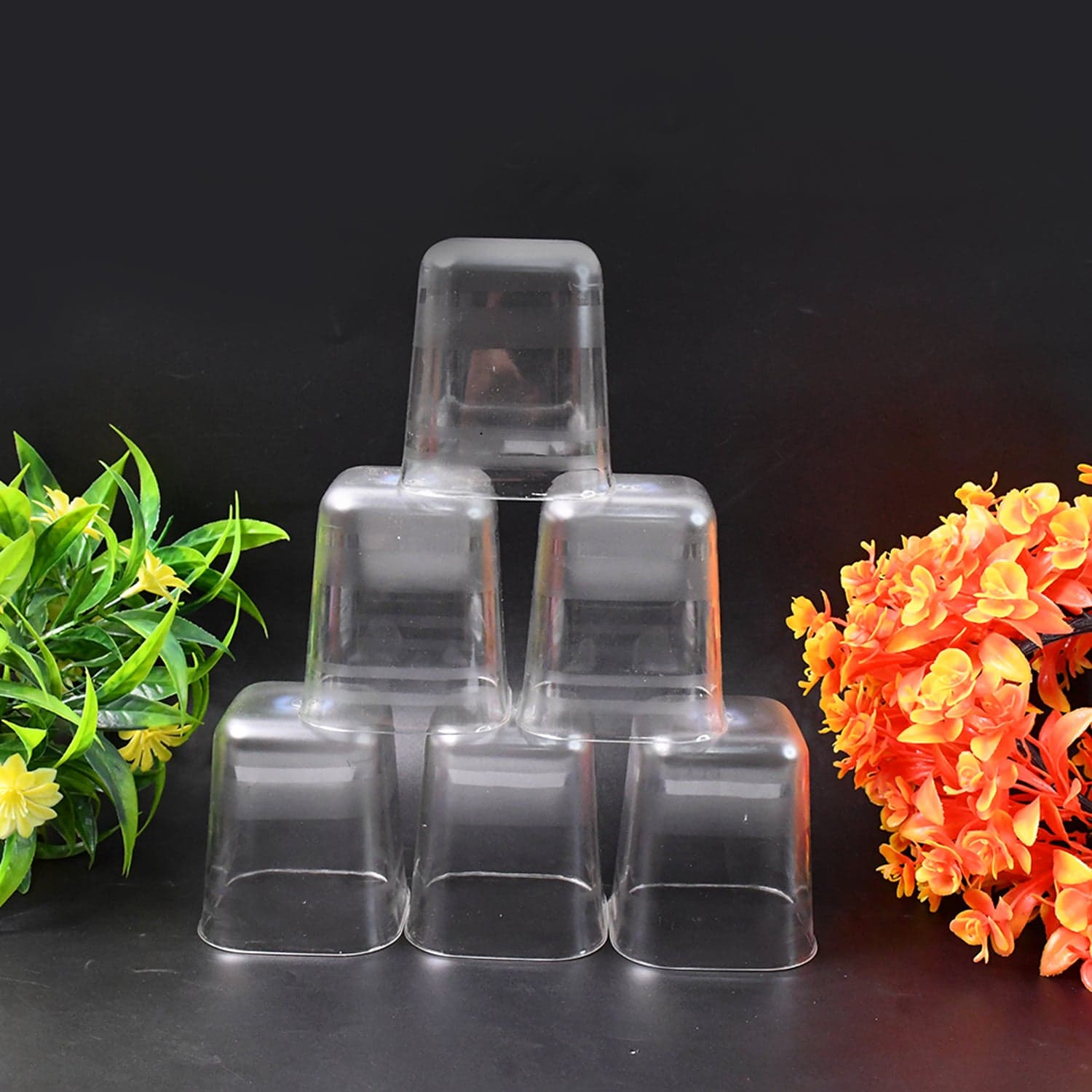 6pc Transparent Diamond Medium Serving Glass Set, Glass Set for Water, Juice etc thumbnail 3