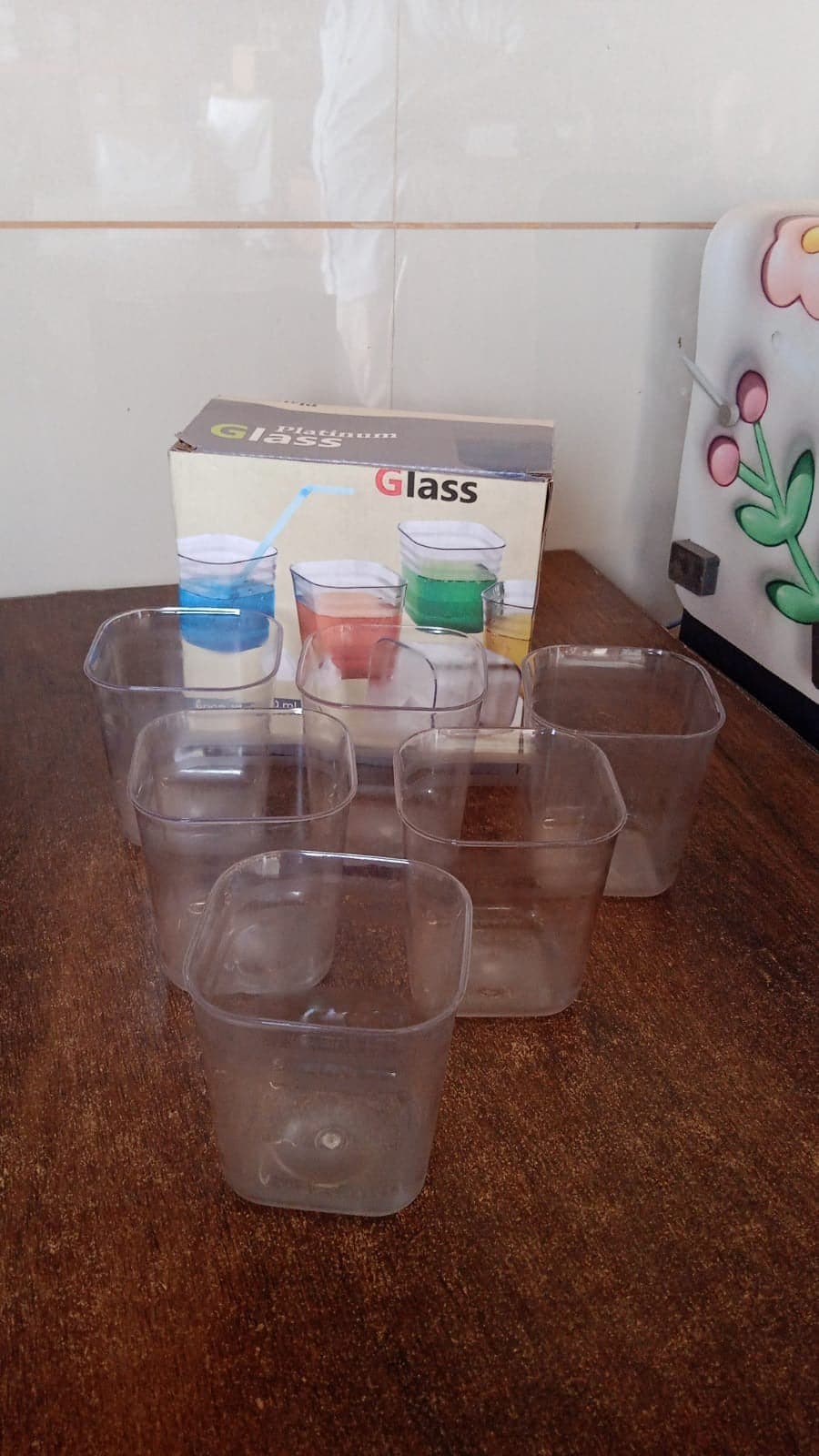 6pc Transparent Diamond Medium Serving Glass Set, Glass Set for Water, Juice etc thumbnail 7