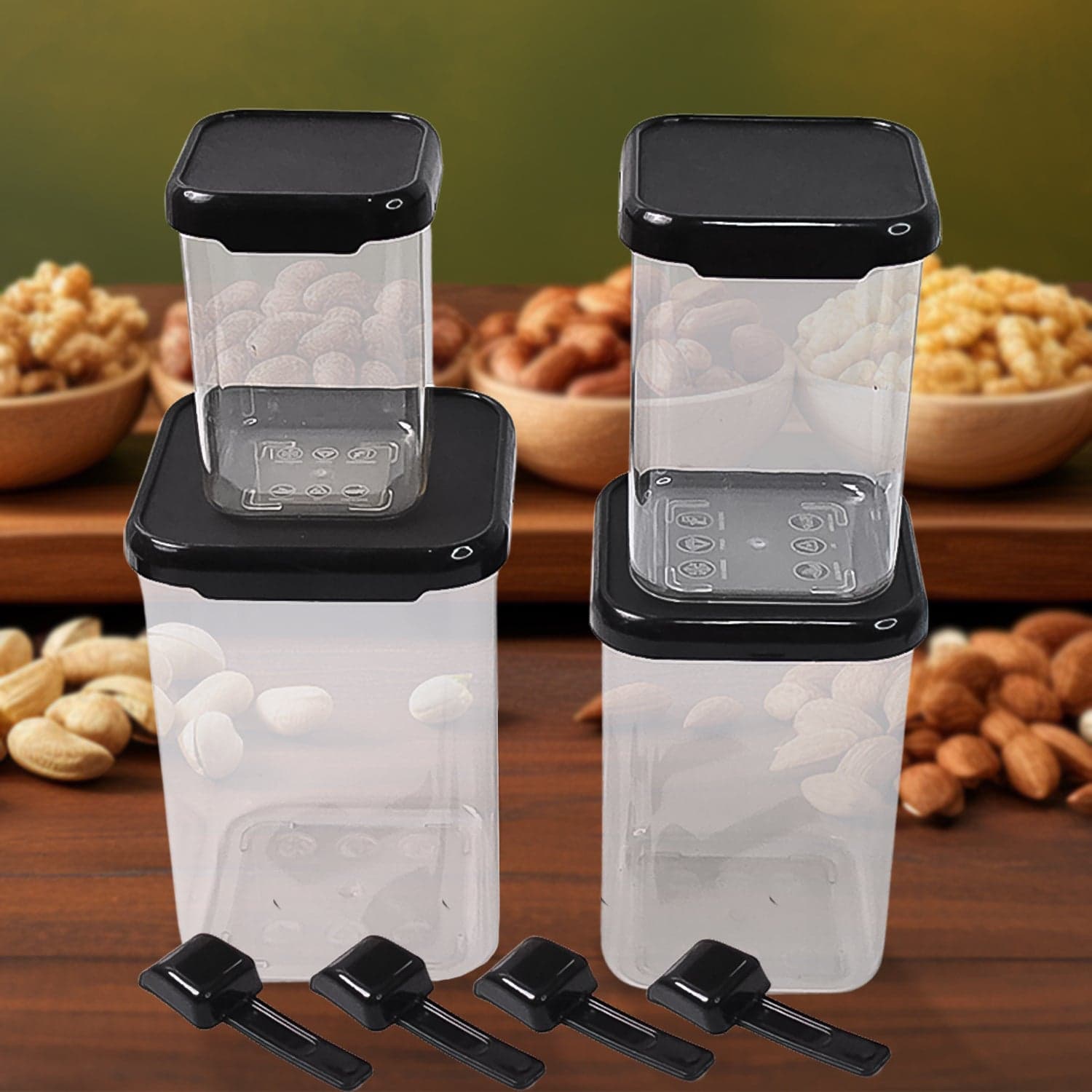 Plastic Air Tight Containers Storage (4 Pc Set With 4 Spoon) thumbnail 1