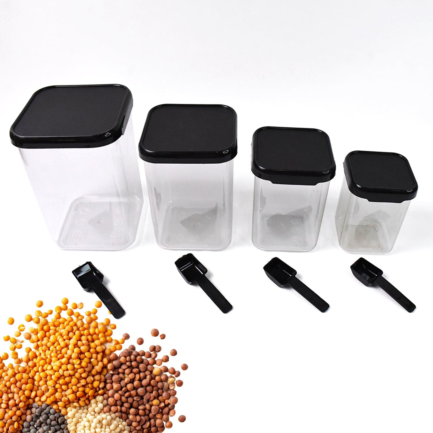 Plastic Air Tight Containers Storage (4 Pc Set With 4 Spoon) thumbnail 3