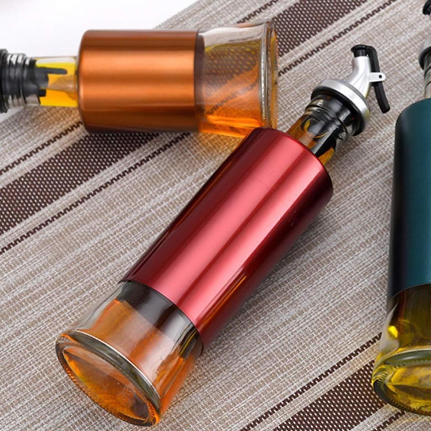 Glass Oil Dispenser with Plastic Covering, Oil and Vinegar Bottle (300 ml) thumbnail 5