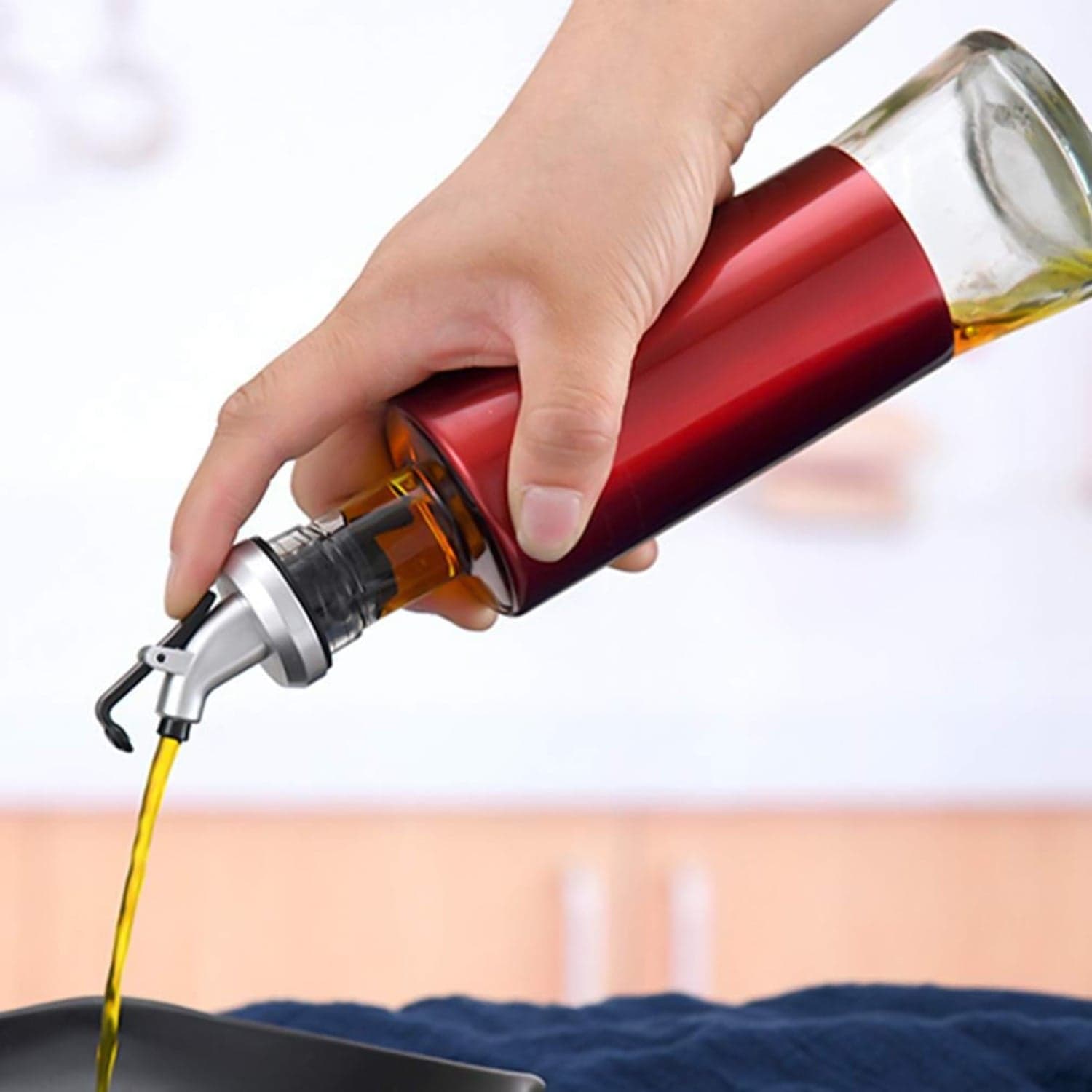 Glass Oil Dispenser with Plastic Covering, Oil and Vinegar Bottle (300 ml) thumbnail 6