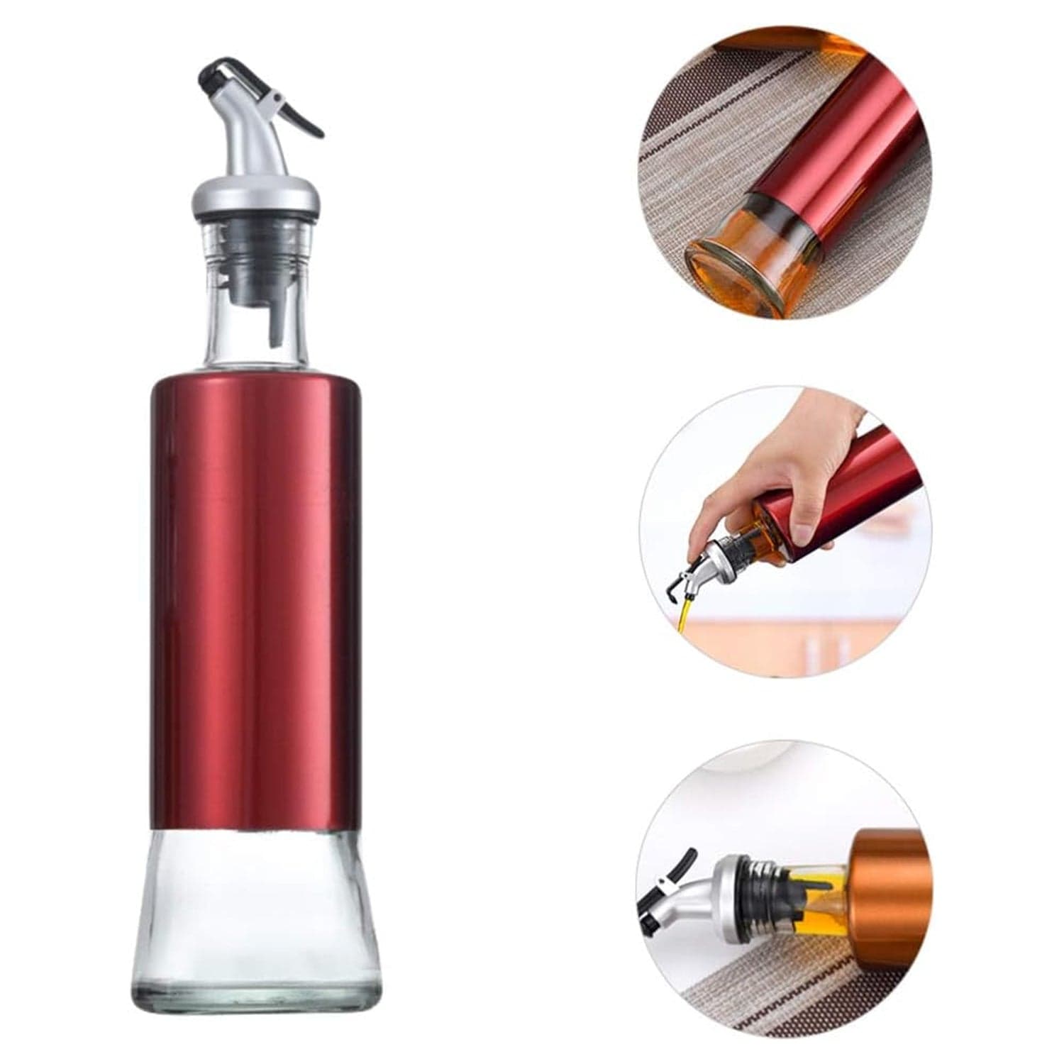 Glass Oil Dispenser with Plastic Covering, Oil and Vinegar Bottle (300 ml) thumbnail 7
