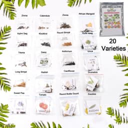 20 Varieties of Vegetable & Flower Seeds Combo (1 Pkt. / 20 Varieties)