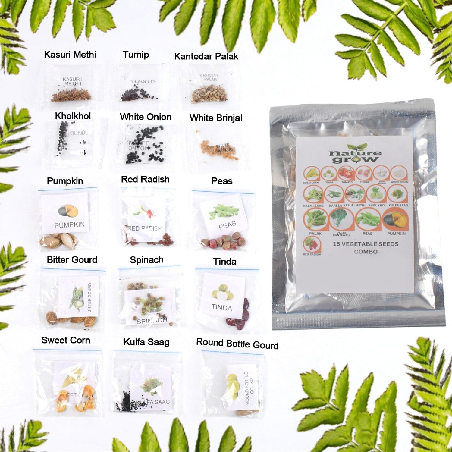 15 Varieties of Vegetable Seeds Combo (1 Pkt. / 15 Varieties) thumbnail 1