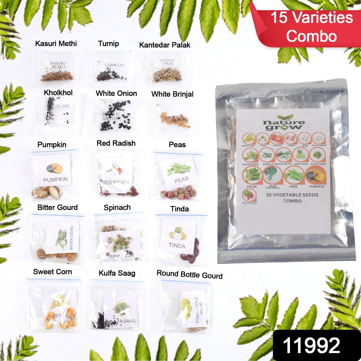 15 Varieties of Vegetable Seeds Combo (1 Pkt. / 15 Varieties) thumbnail 2