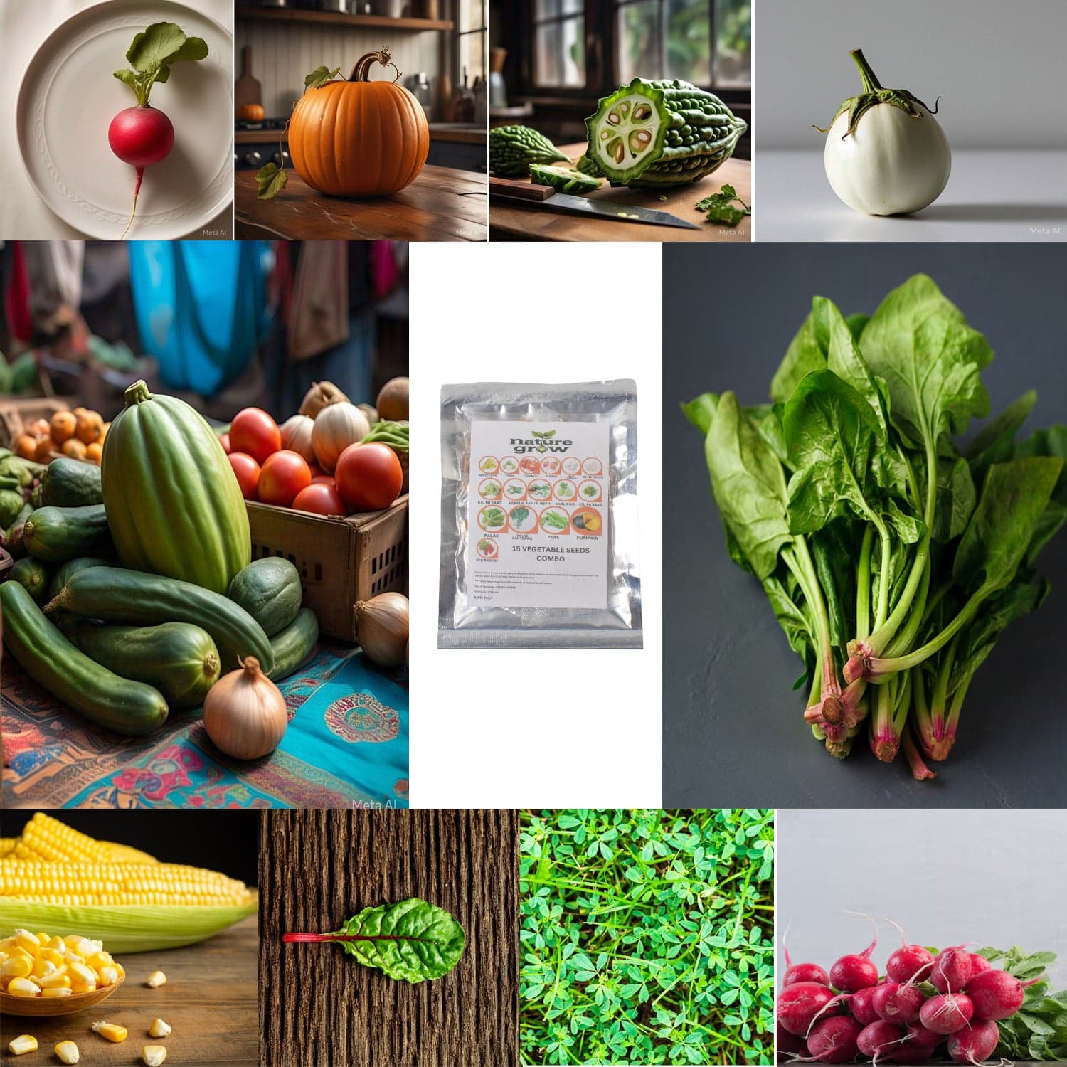 15 Varieties of Vegetable Seeds Combo (1 Pkt. / 15 Varieties) thumbnail 7