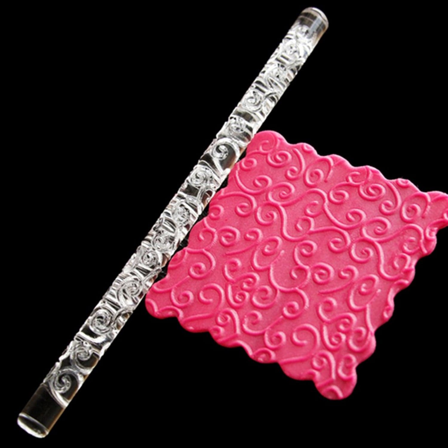 Textured Embossed Acrylic Rolling Pins Fondant Cake Decorating Tools (1 Pc) thumbnail 6
