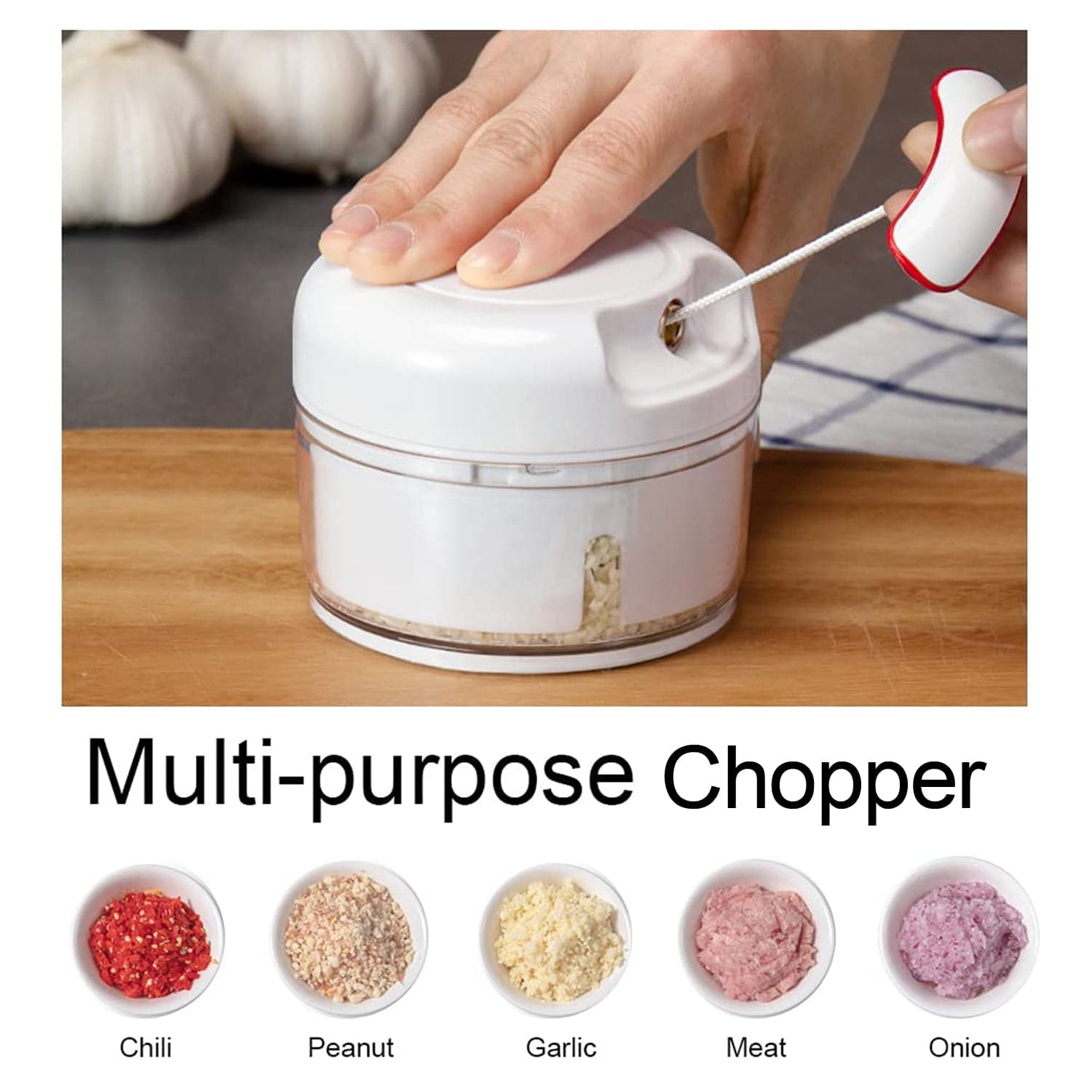 Manual Mini Food Processor Vegetable Chopper Hand Pull String Onion Chopper (1 Pc) thumbnail 7