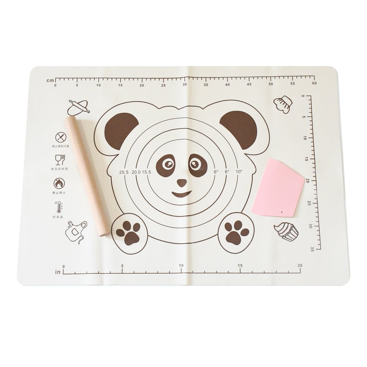 3 In 1 Silicone Baking Mat With Wooden Belan & Cake Scraper (3 Pcs Set / 50—70 CM) thumbnail 5