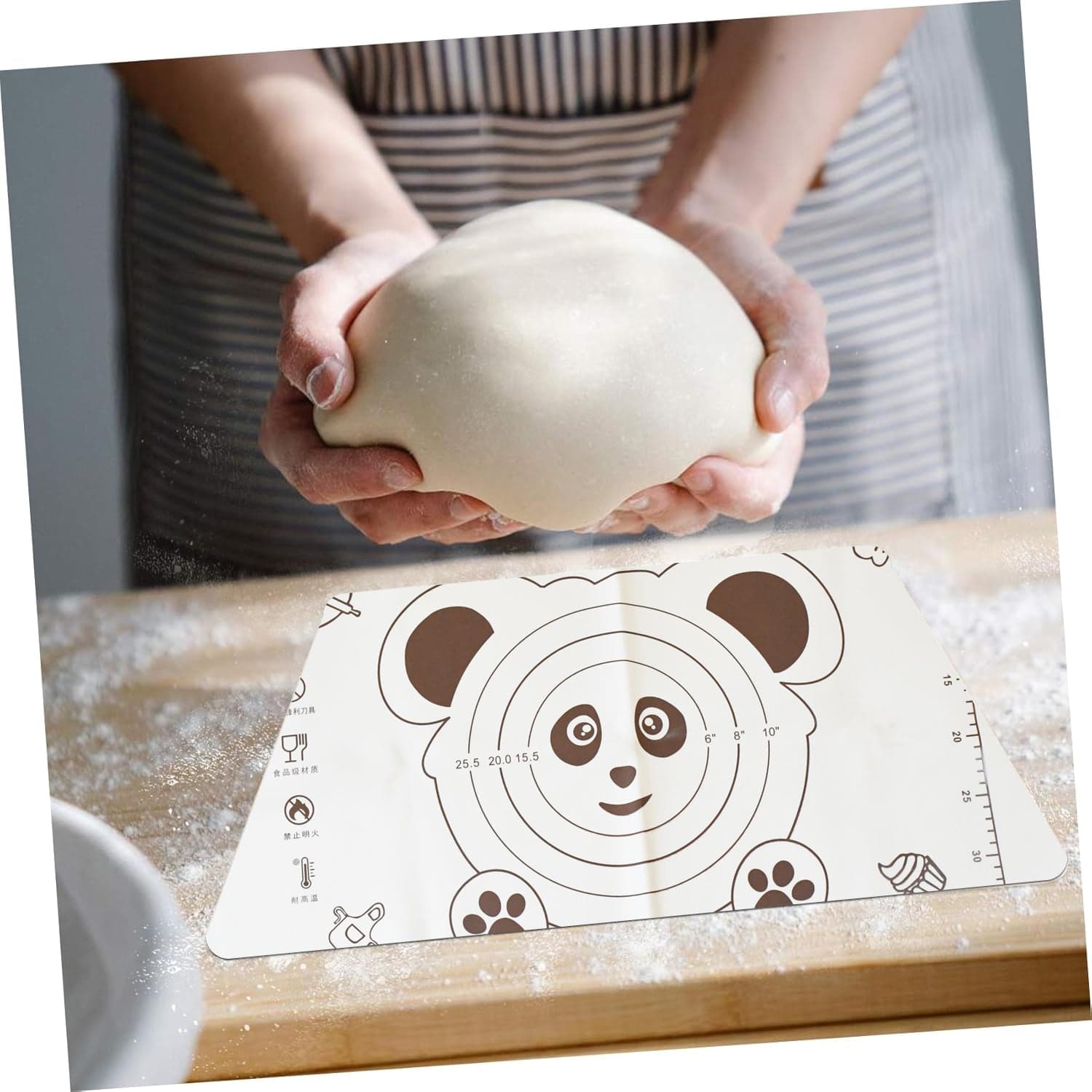 3 In 1 Silicone Baking Mat With Wooden Belan & Cake Scraper (3 Pcs Set / 50—70 CM) thumbnail 6
