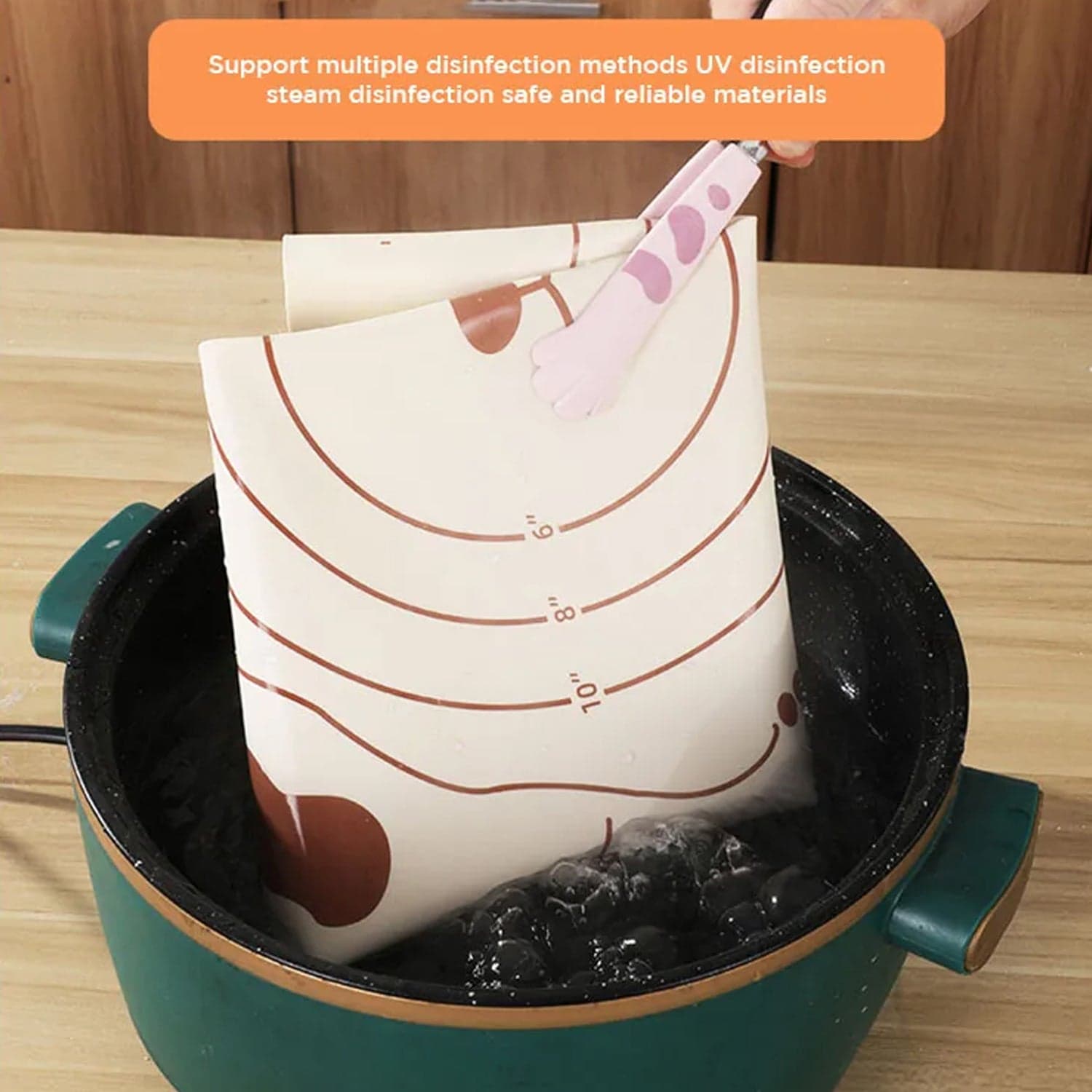 3 In 1 Silicone Baking Mat With Wooden Belan & Cake Scraper (3 Pcs Set / 50—70 CM) thumbnail 7