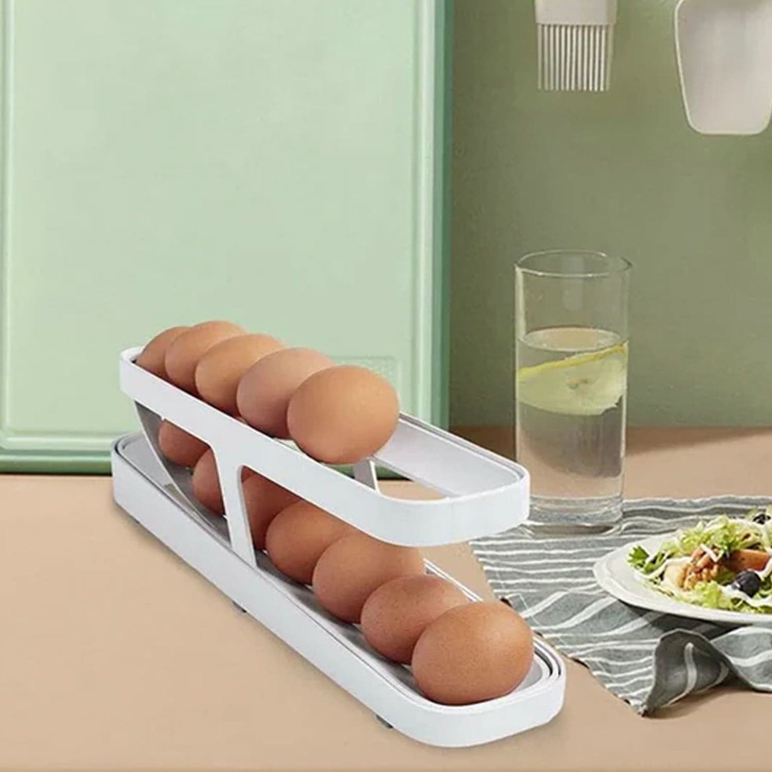 Plastic 2-Tier Rolling Egg Dispenser For 12-14 Eggs (1 Pc) thumbnail 1