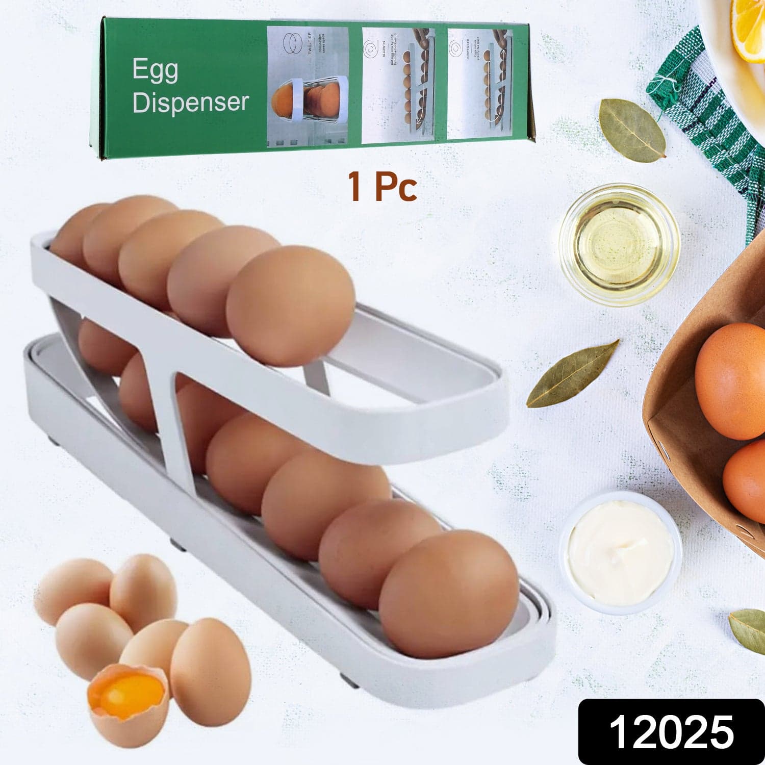 Plastic 2-Tier Rolling Egg Dispenser For 12-14 Eggs (1 Pc) thumbnail 2