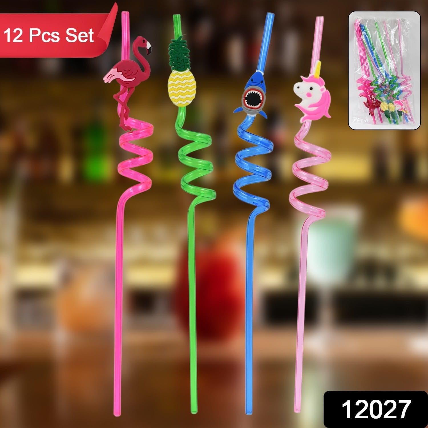 Reusable Plastic Straws (12 pcs Set / Mix Design) thumbnail 2
