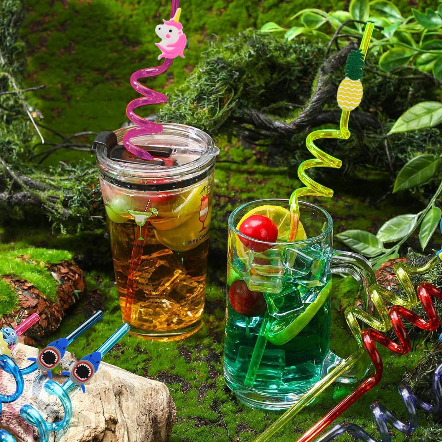 Reusable Plastic Straws (12 pcs Set / Mix Design) thumbnail 6