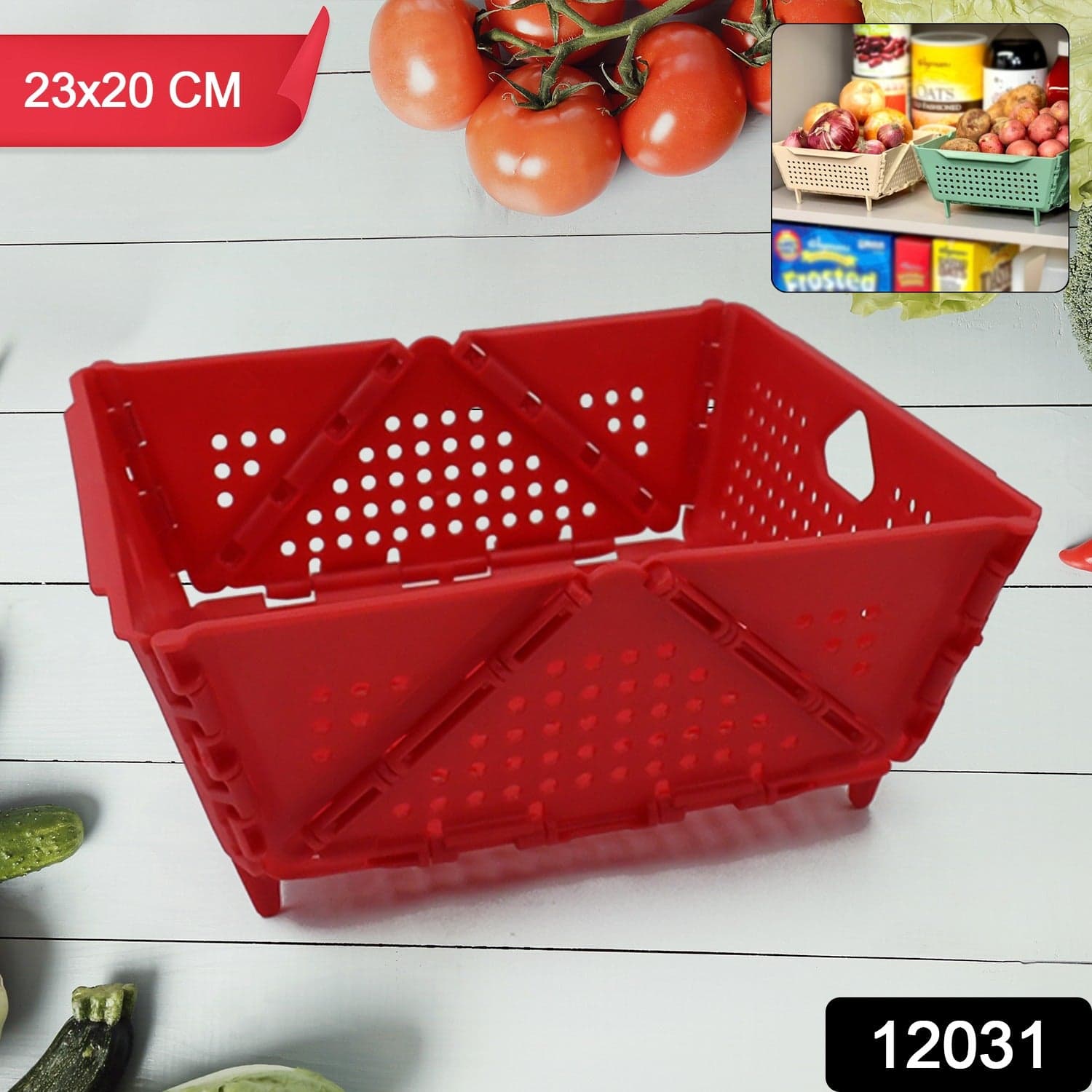Flexi fold Storage Basket Box with Holes Ventilated Design (23—20 Cm / 1 Pc) thumbnail 2