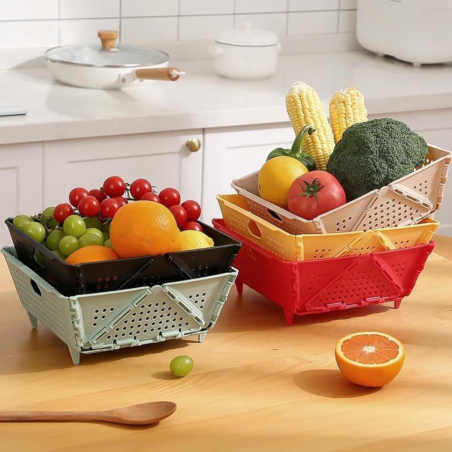 Flexi fold Storage Basket Box with Holes Ventilated Design (23—20 Cm / 1 Pc) thumbnail 6