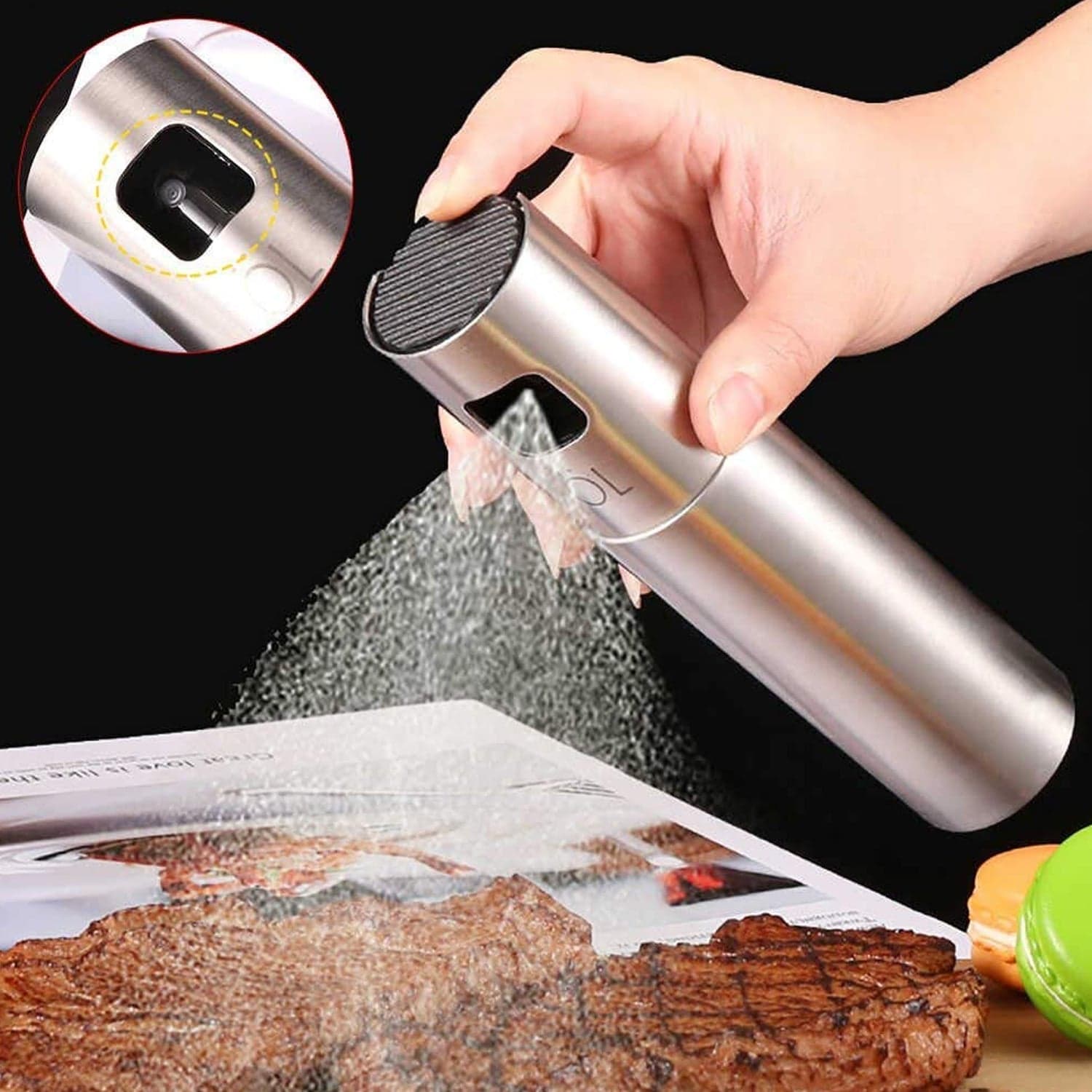 Oil Spray Bottle for Dosa | Food Grade Stainless Steel Glass Oil Spray Bottle (100 ML) thumbnail 1