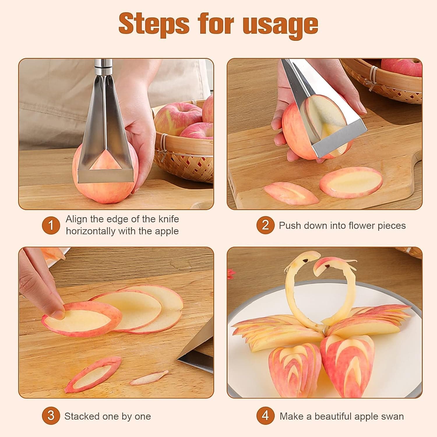 Stainless Steel Fruit Carving Knife - V Shape Channel Knife Tool (1 Pc) thumbnail 6