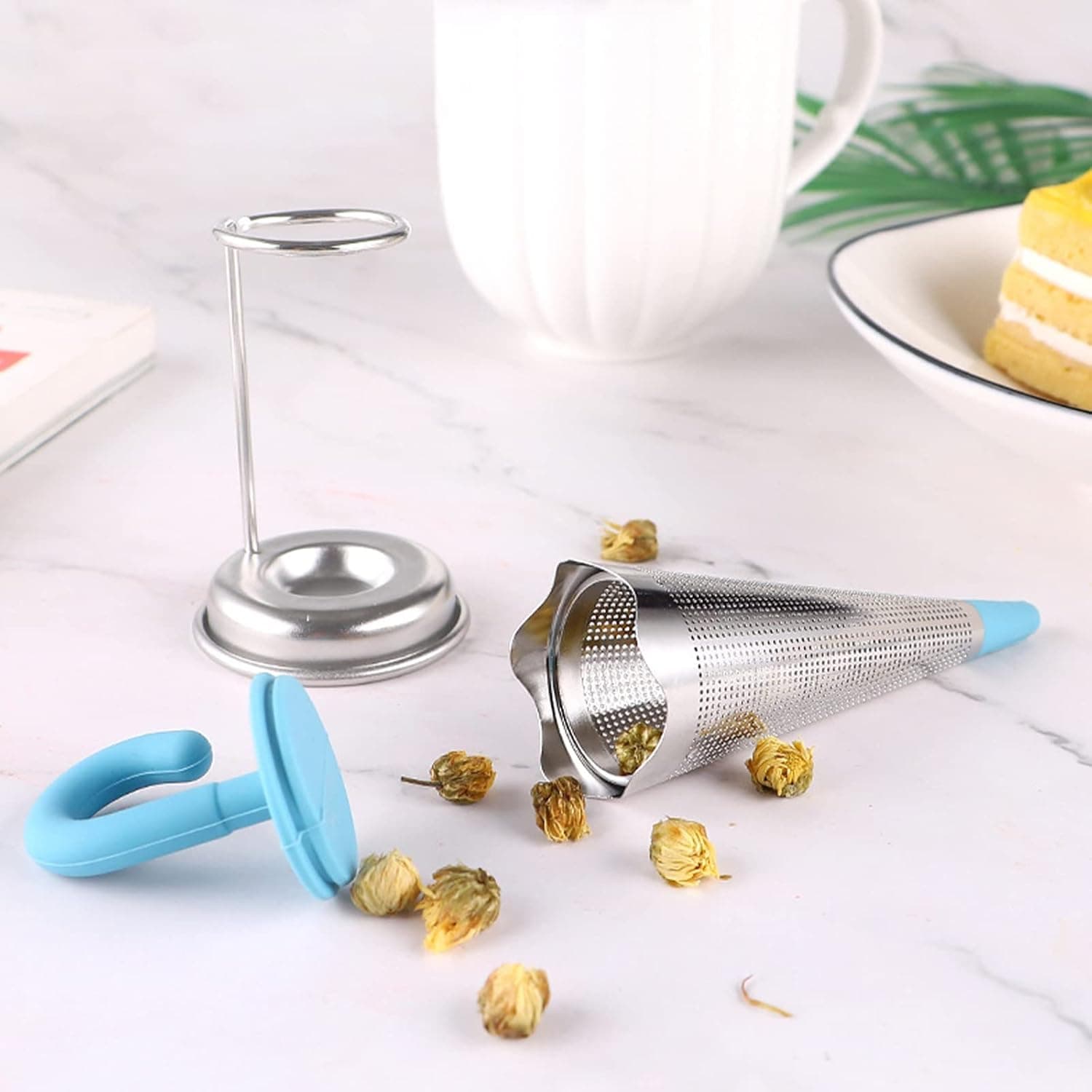 Reusable Cute Umbrella Tea Strainer With Tray / Stand (1 Pc) thumbnail 3