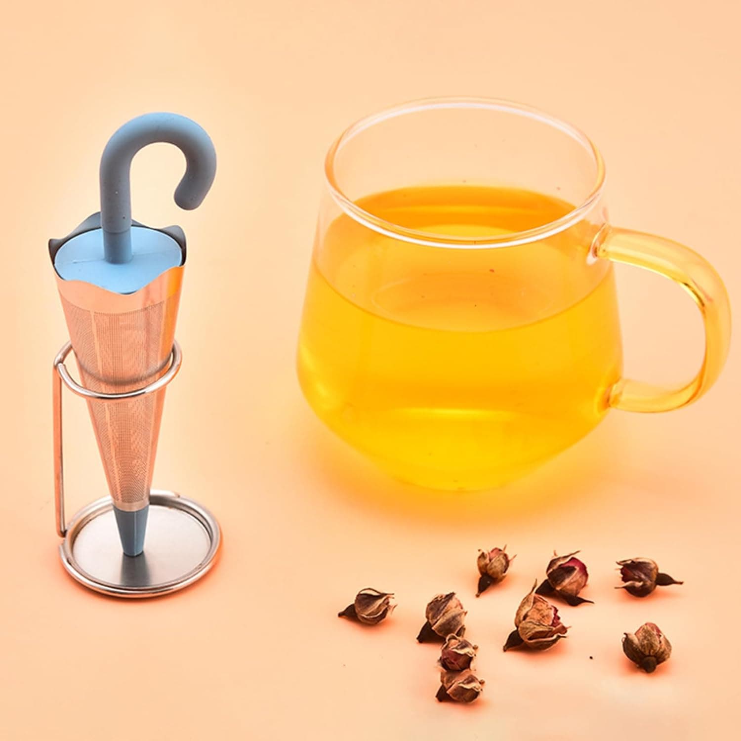 Reusable Cute Umbrella Tea Strainer With Tray / Stand (1 Pc) thumbnail 10