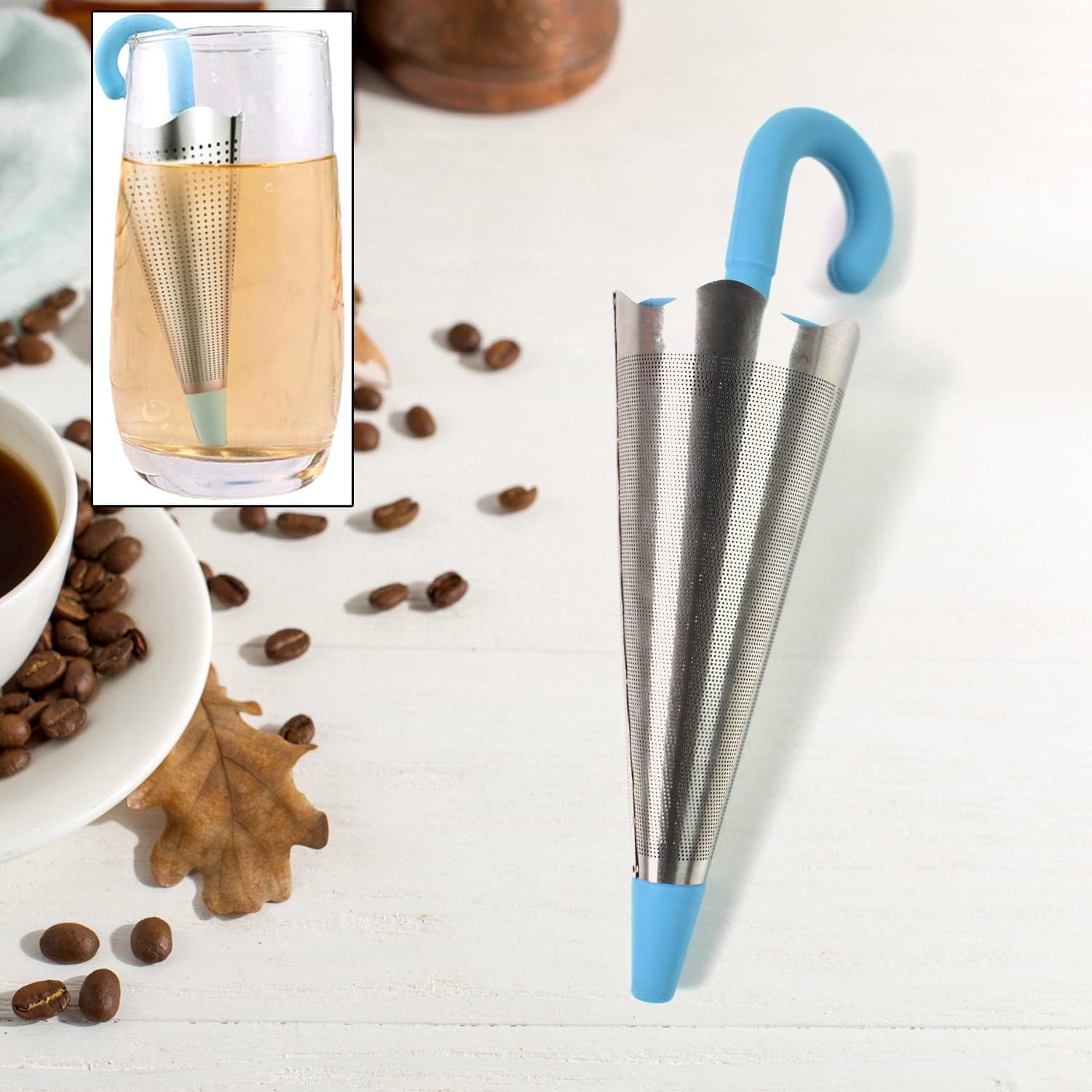 Reusable Cute Umbrella Tea Strainer Without Tray / Stand (1 Pc / Mix Color) thumbnail 1