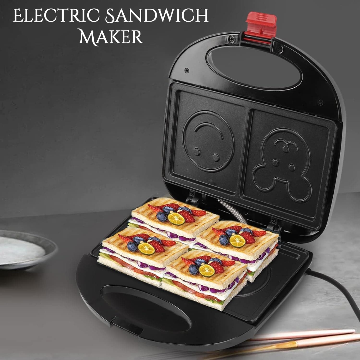 Double Sided Heating 750W Electric Sandwich Maker (1 Pc) thumbnail 4
