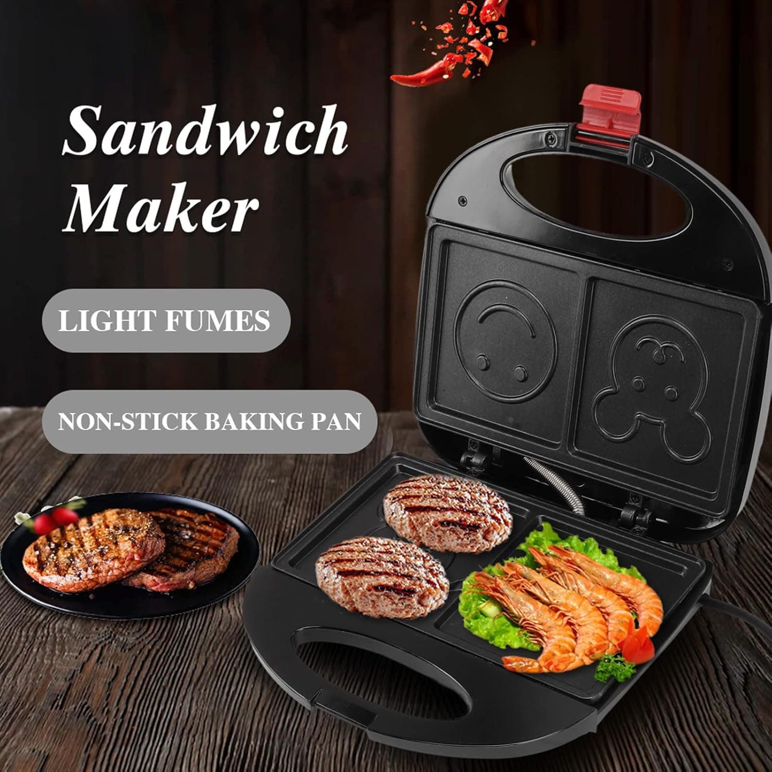Double Sided Heating 750W Electric Sandwich Maker (1 Pc) thumbnail 6