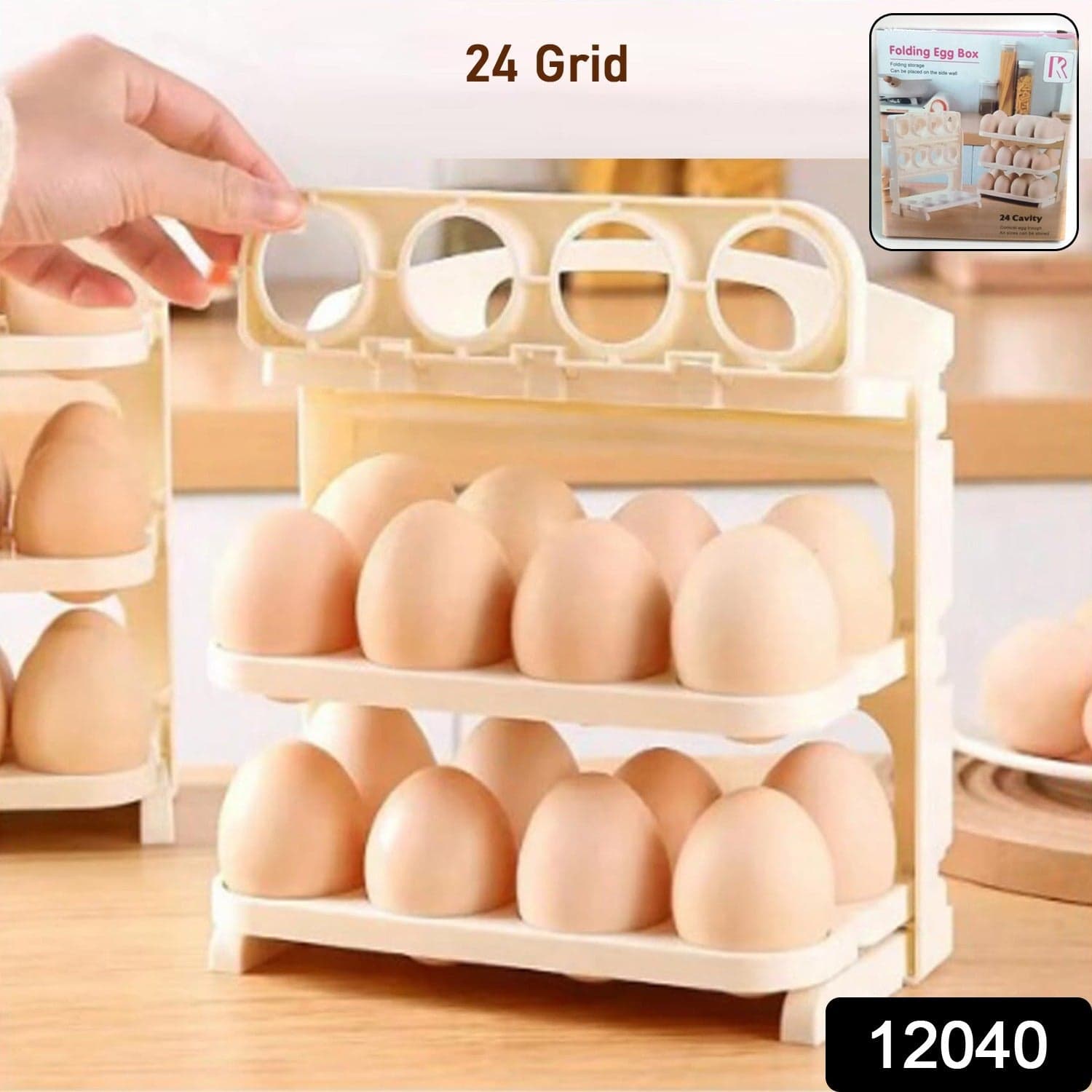 Plastic Foldable Egg Tray | 24 Grid Egg Storage Box (1 Pc) thumbnail 2