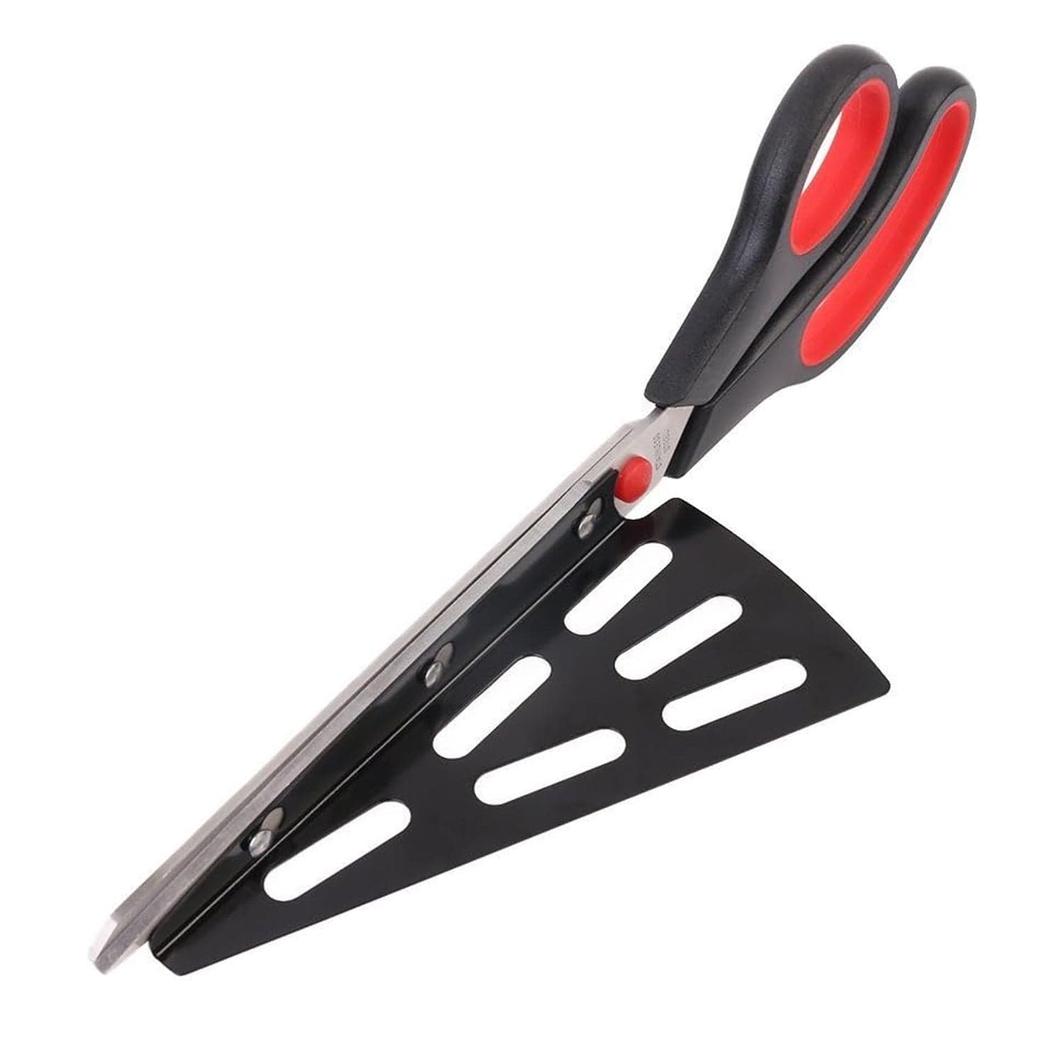 Stainless Steel Pizza Cutter Scissors Plastic Handle with Removable Spatula thumbnail 5